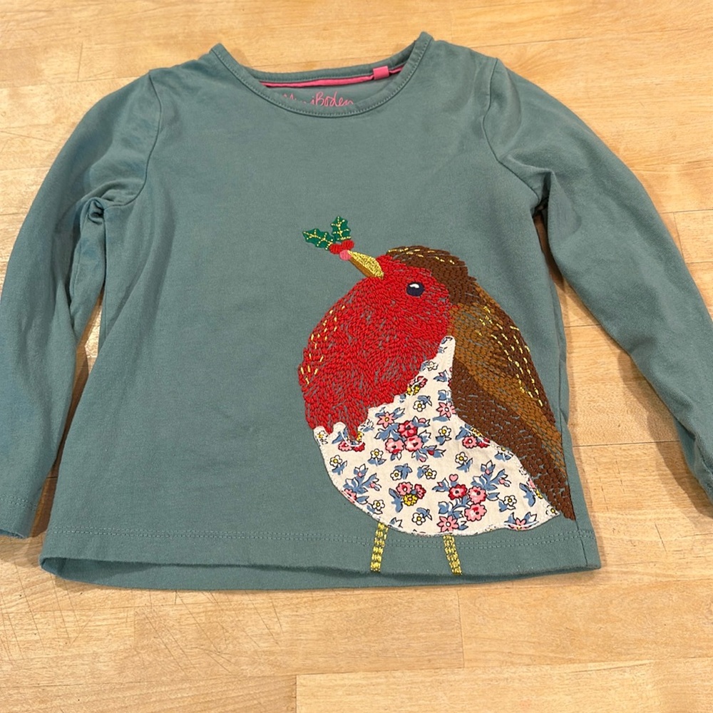 Mini Boden 3T Red Bird Shirt